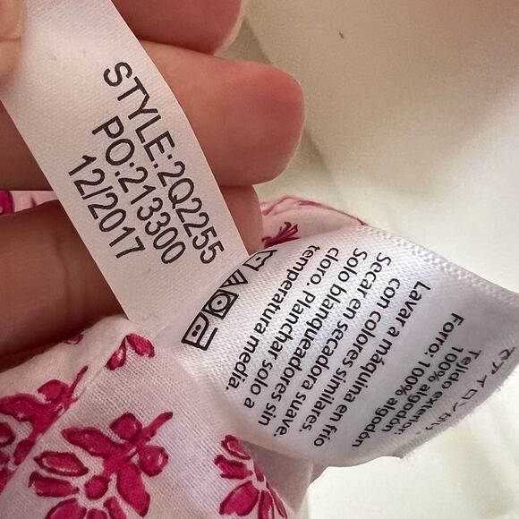 Vineyard Vines Tunic Dress XS Pink Peasant Shift Block Print Mini V-Neck Cotton - Picture 8 of 10